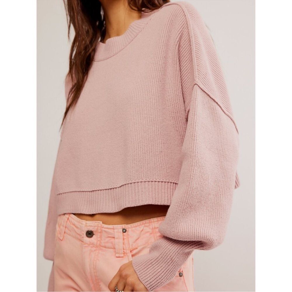 EUC FREE PEOPLE Easy Street Crop Pullover / Lost Petal